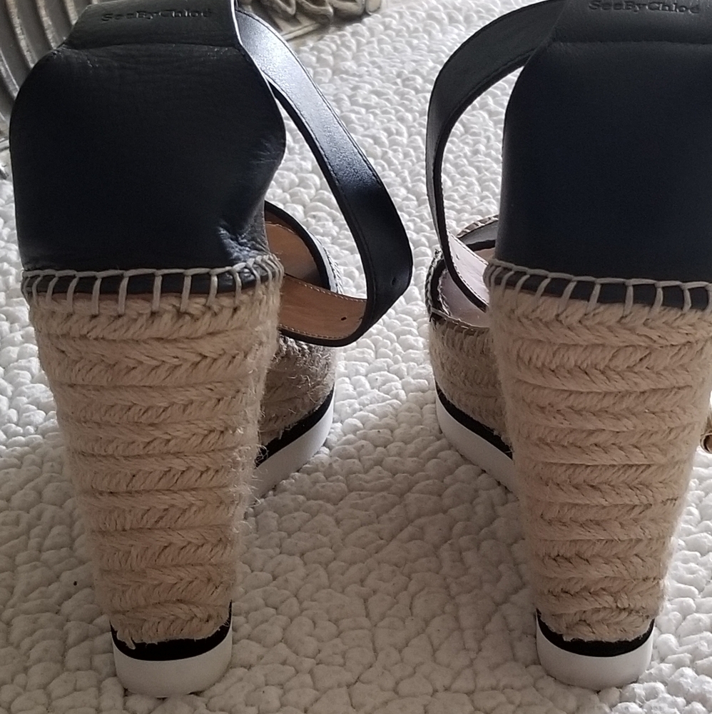 See By Chloe Black and Tan Wedge Heels - Picture 6 of 10
